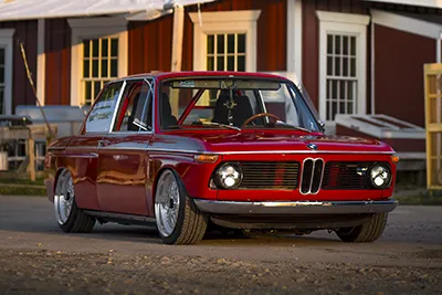 Red BMW 2002 at the Farm
