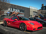 Red Acura NSX outside of Alpha Garage in Chicago