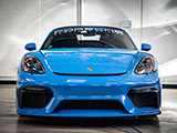 Front of Blue Porsche 718 Speedster
