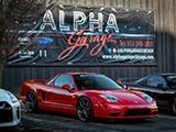Red Acura NSX outside of Alpha Garage Chicago
