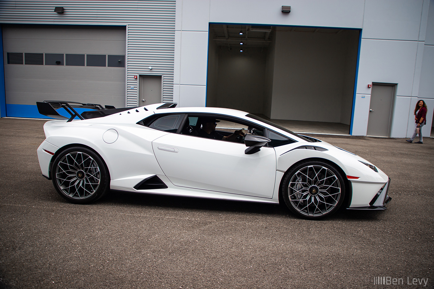 Side of White Lamborghini Huracan STO