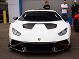 Front of a White Lamborghini Huracán STO