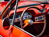 Steering Wheel of Red Chevrolet Corvair Lakewood