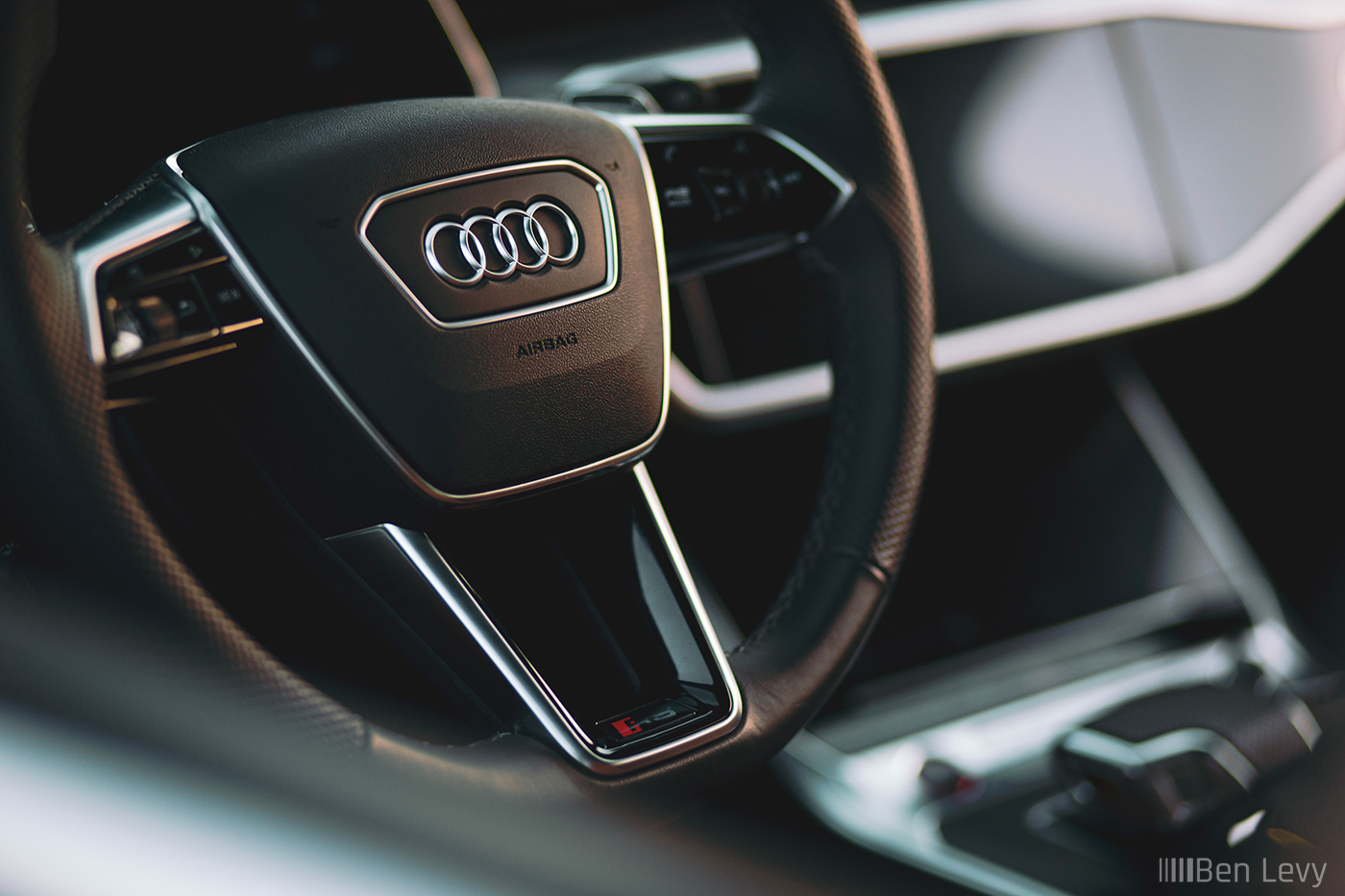 Audi Emblem on RS6 Avant Steering Wheel