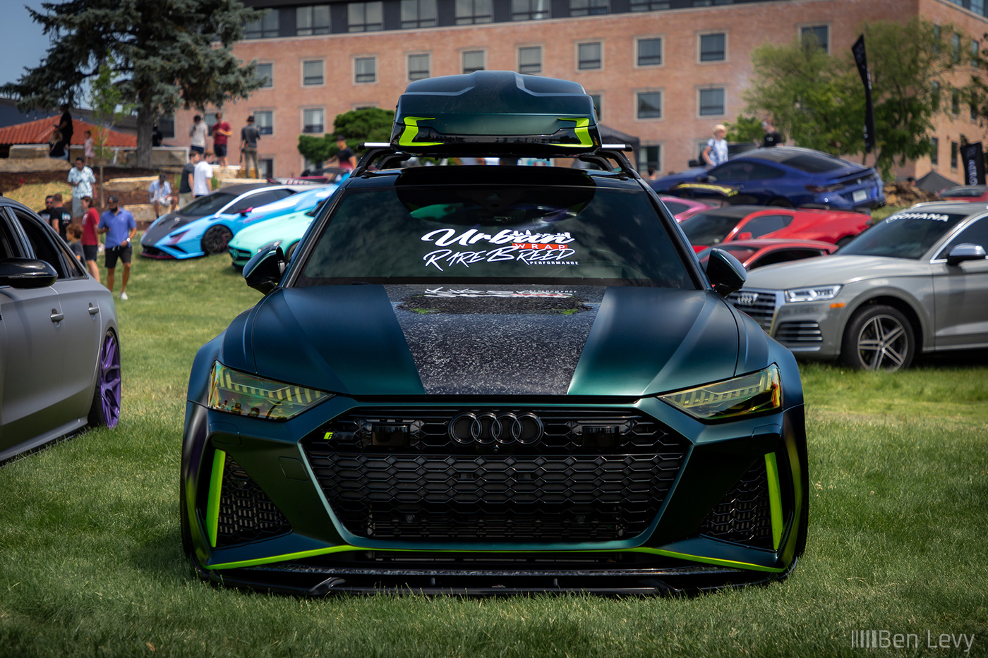 Front End of Audi RS6 Avant with Green Wrap