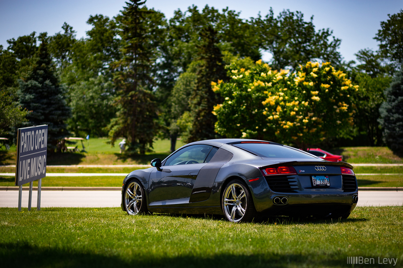 Grey Audi R8 on the lawn