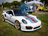 Martini Livery on Porsche 911 Turbo with Gold Wheels