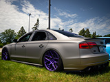 Grey Wrap and Purple Wheels on Audi S8