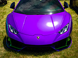Front of Purple Lamborghini Hurancan EVO