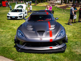 Front of Grey Dodge Viper ACR with Red Stripe