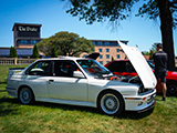 White E30 M3 in the Grass with its Hood Open