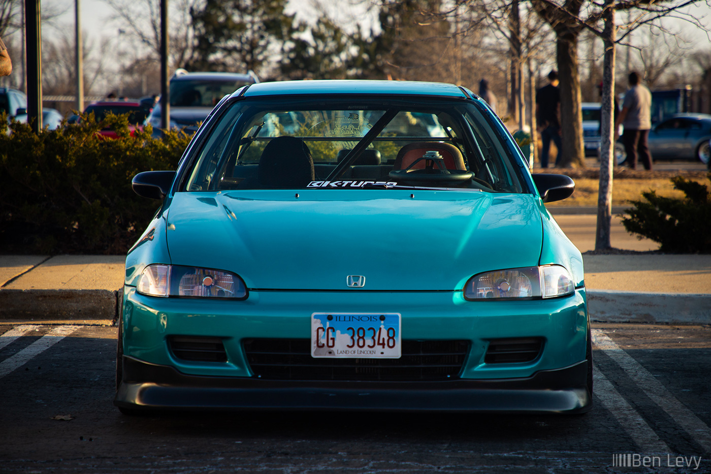 Front of teal EG Civic Hatchback