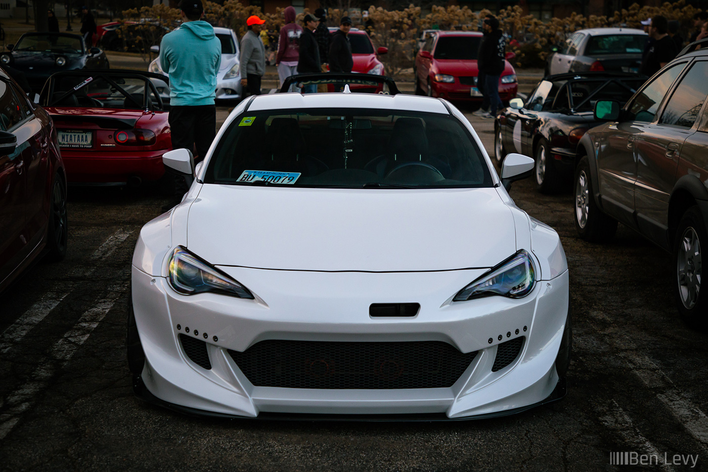 Front End of a White Wide Body BRZ