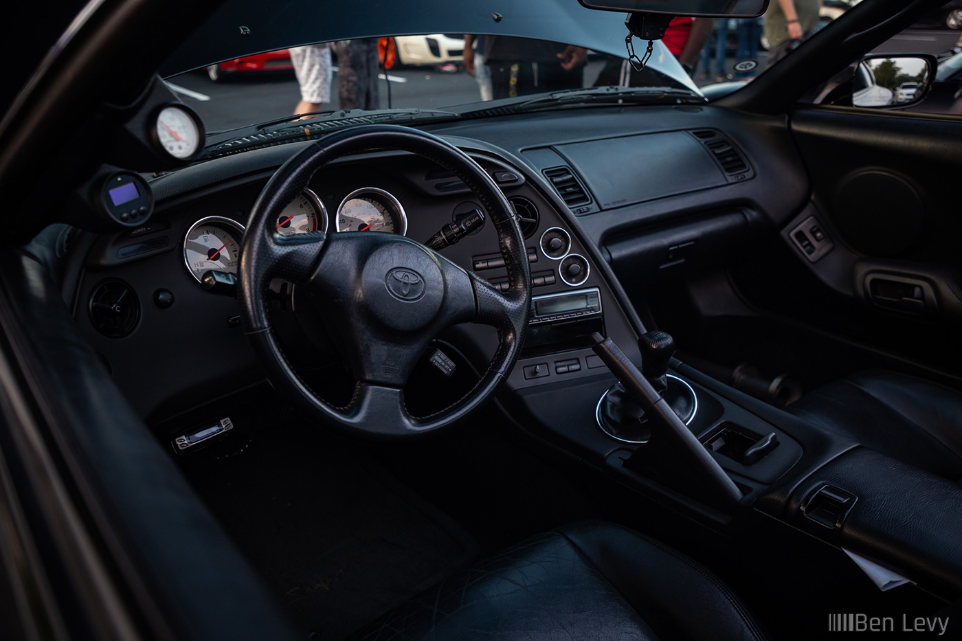 Clean Interior of a Black Toyota Supra
