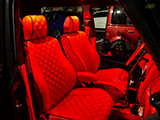 Custom Red Leather Seats in Scion xB