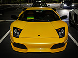 Front of Yellow Lamborghini at Night