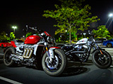 Trimph and Harley Motorcycles at Car Meet