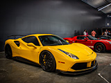 Yellow Ferrari 488 at The Hamilton Collection