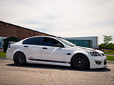 White Pontiac G8 GT leaving Chicago Auto Pros Lombard