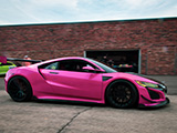 Pink Acura NSX leaving Chicago Auto Pros Lombard