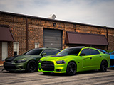 Pair of Green Dodge Chargers