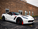 White C7 Corvette Z06 with Black and Red Accents