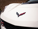 Closeup of Corvette Badge on White C7 Z06