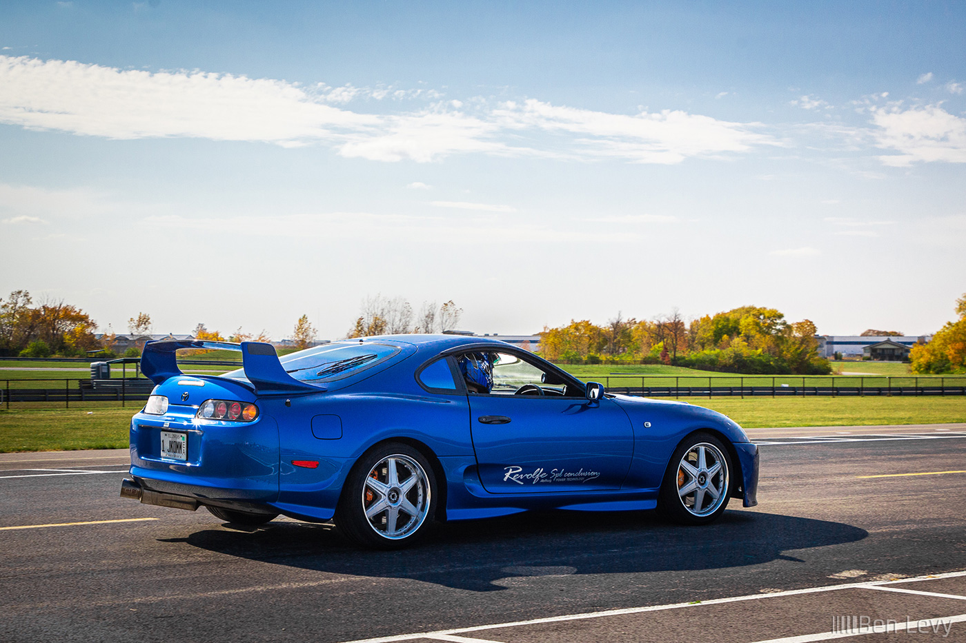 Blue JDM Supra at the Track