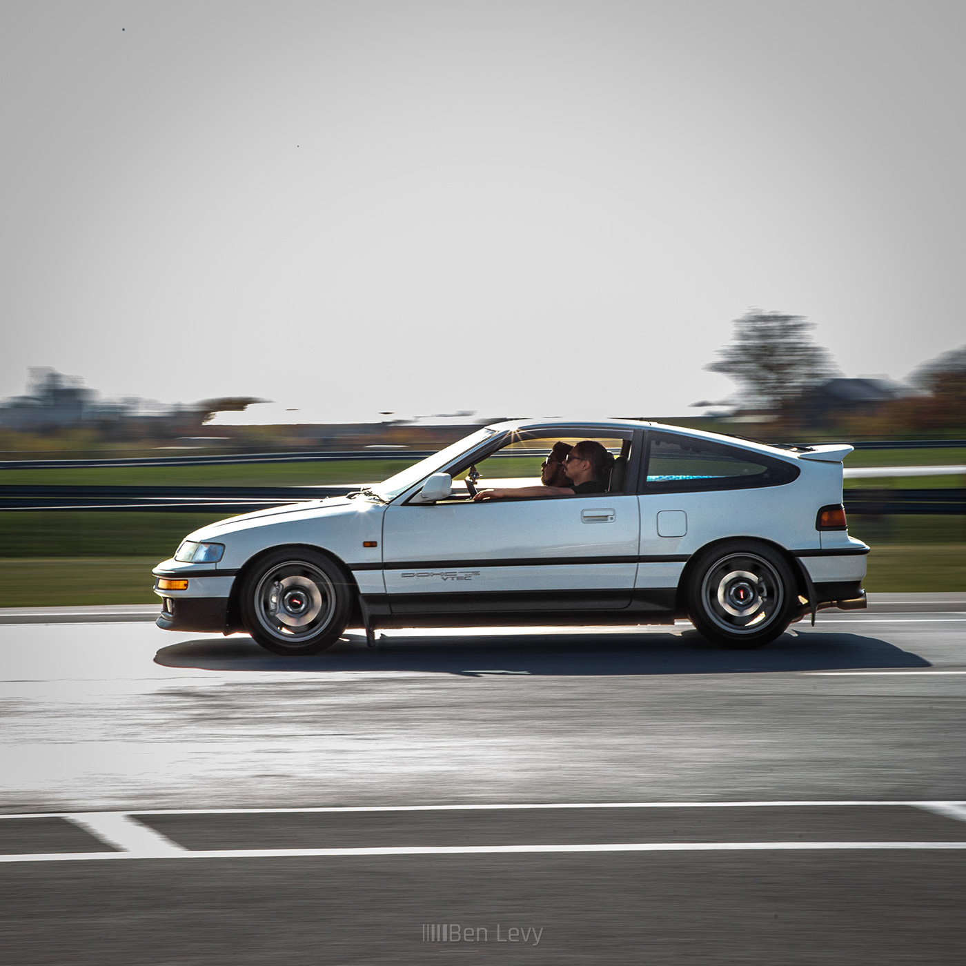 Rolling Shot of White Honda CR-X