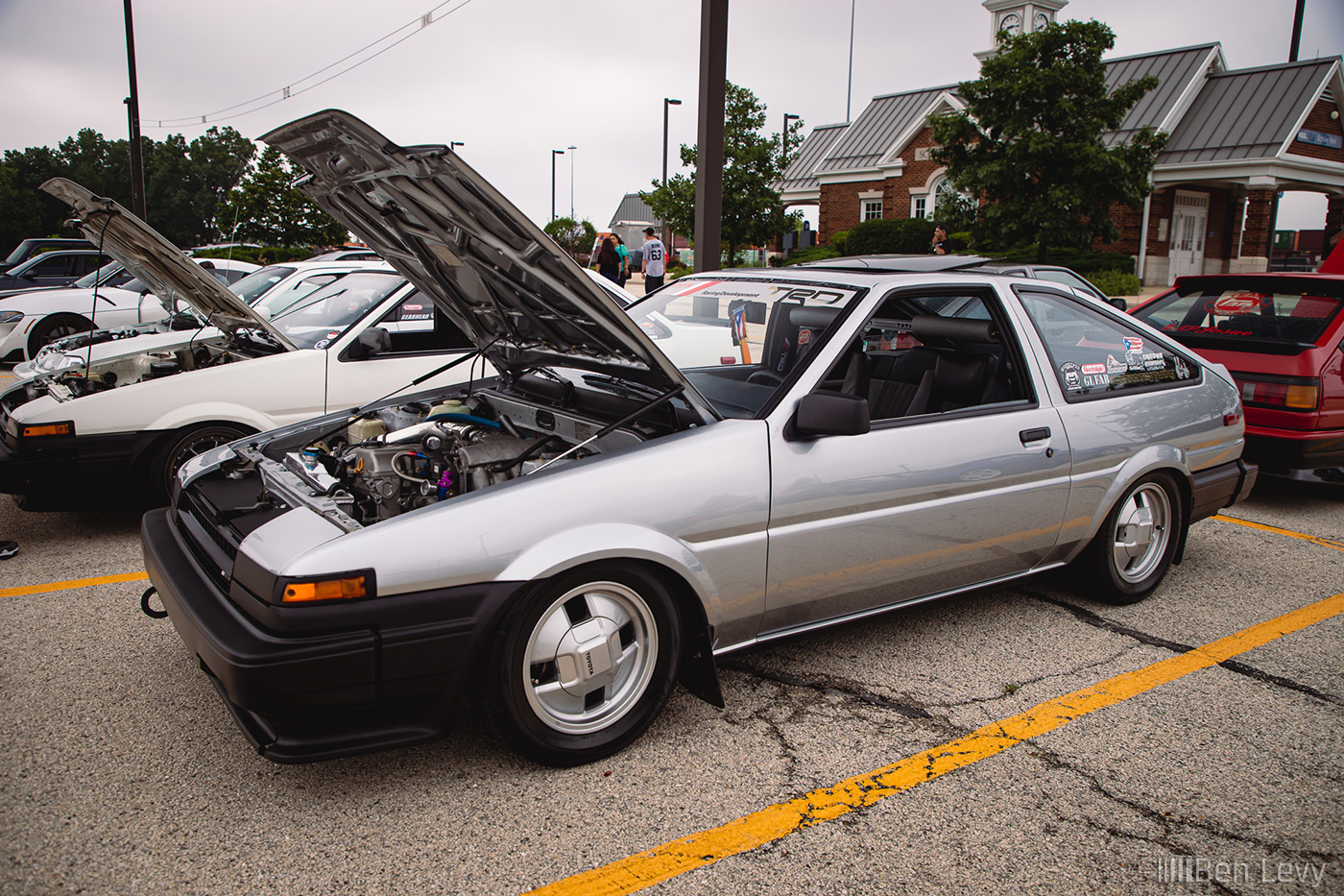 Silver AE86 Toyota Corolla at a Chicago Vintage Japanese Car Meet