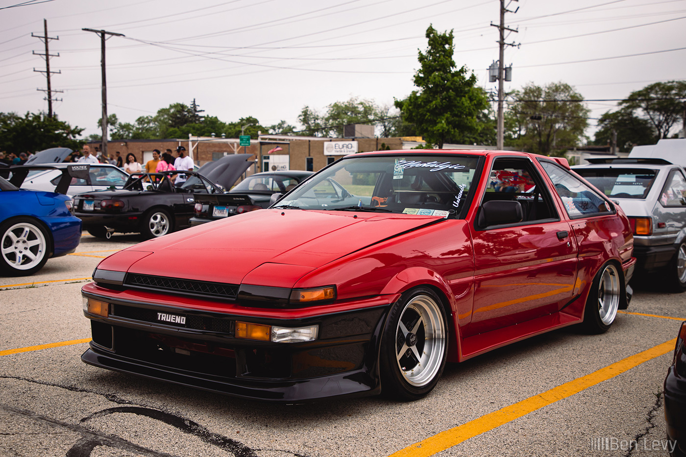 Red Toyota AE86 at Chicago Vintage Japanese Car Meet