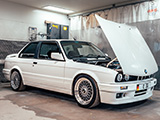 White E30 BMW Coupe on BBS Wheels