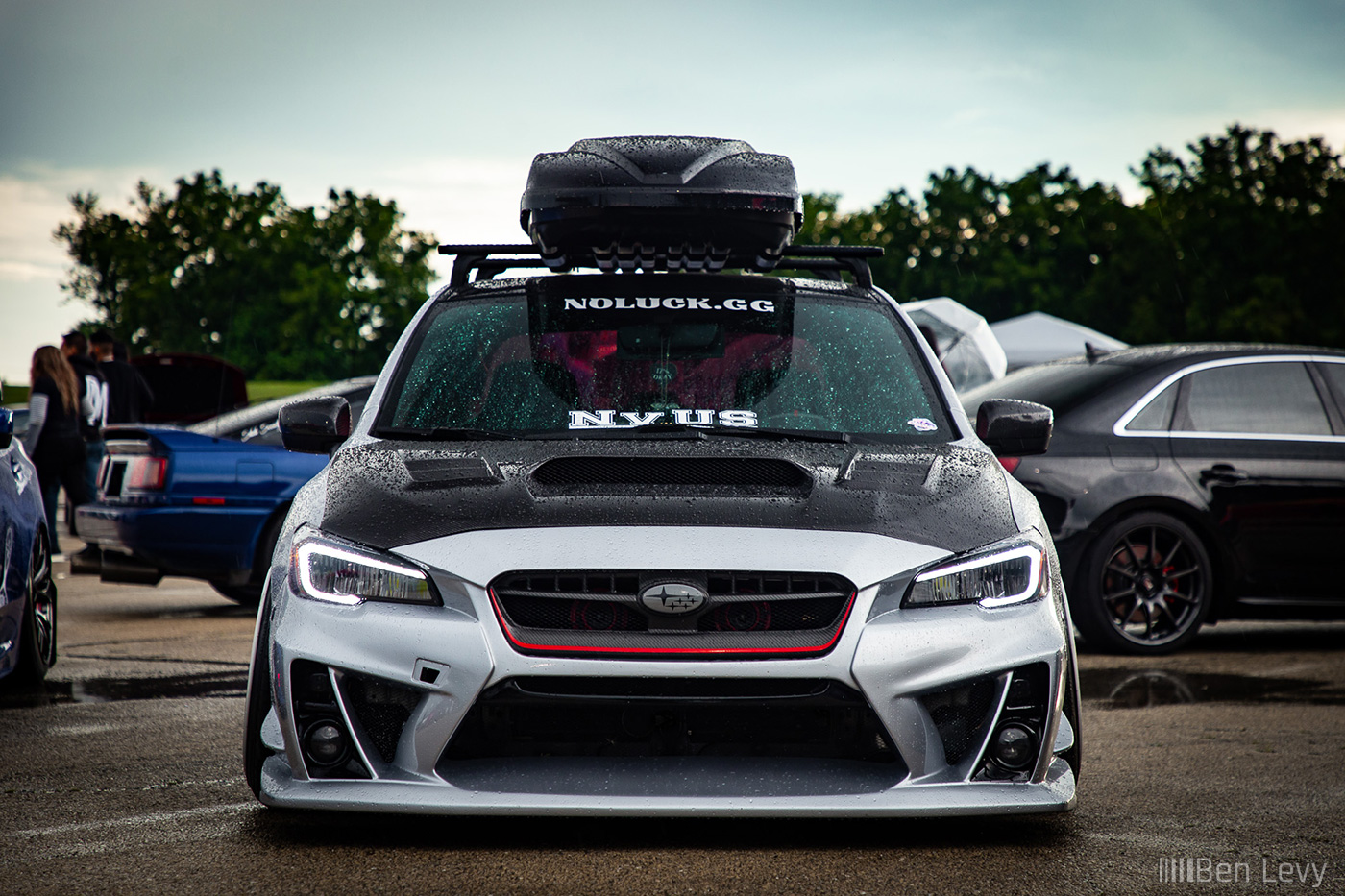 Front of Wet Subaru WRX at Clean Culture car show at Chicago Speedway