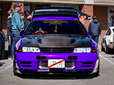 Front of R32 Nissan Skyline with Purple Wrap
