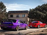 Purple Nissan Skyline and Red Mazda RX-7