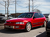 Red Honda Civic Hatchback at Car Meet in Western Springs