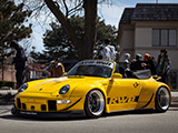 Yellow RAUH-Welt BEGRIFF Porsche 993 Cabriolet at Western Springs Car Meet