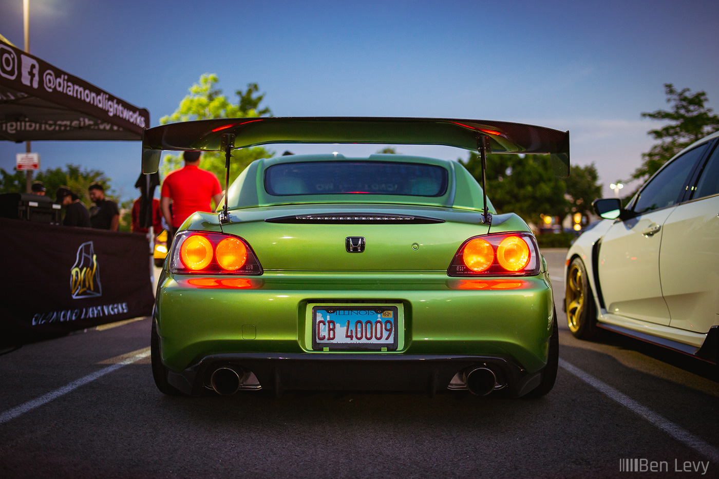 Custom Tail Lights on Green Honda S2000