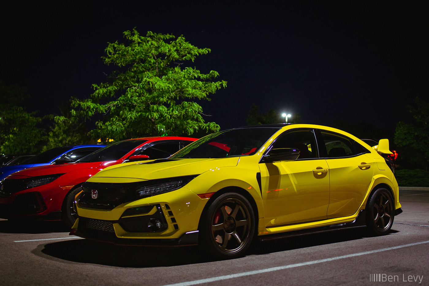 Yellow FK8 Civic Type-R at Night