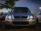 Silver Honda CR-V with Custom Diamon Light Works Headlights