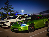 Hondas at a Car Meet at Night