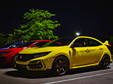 Yellow FK8 Civic Type-R at Night