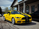 Yellow Ford Mustang with Black Stripes