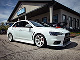 White Lancer Evolution 10 at a Car Meet