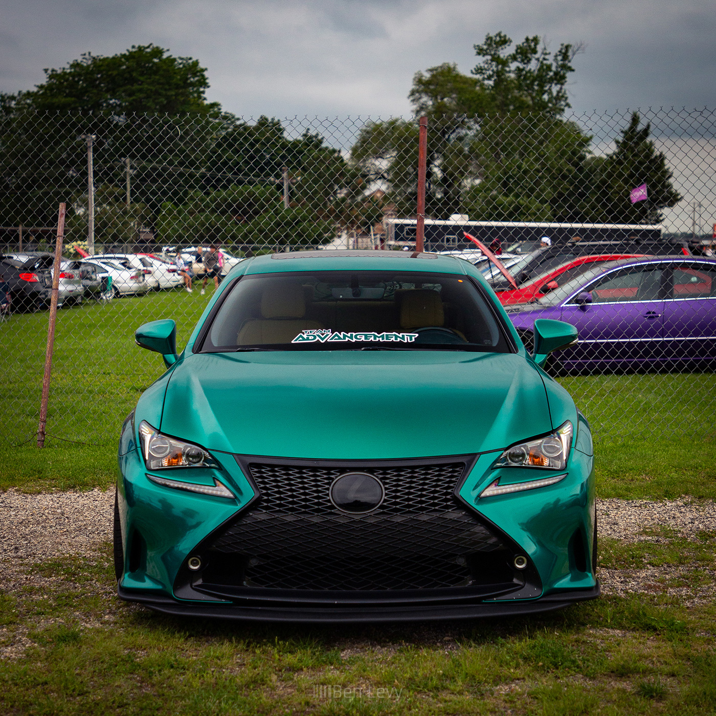 Front End of a Green Lexus RC350