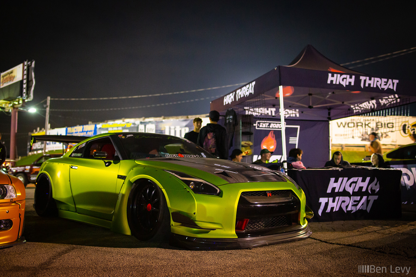 Green Nissan GT-R with High Threat