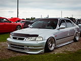 Bagged Silver Honda Civic with Domani Front Swap