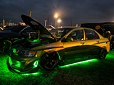 Green Underglow Lights on Lancer Evolution