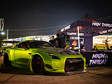 Green Nissan GT-R with High Threat