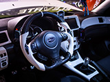 Custom White and Carbon Fiber Trim in Subaru WRX